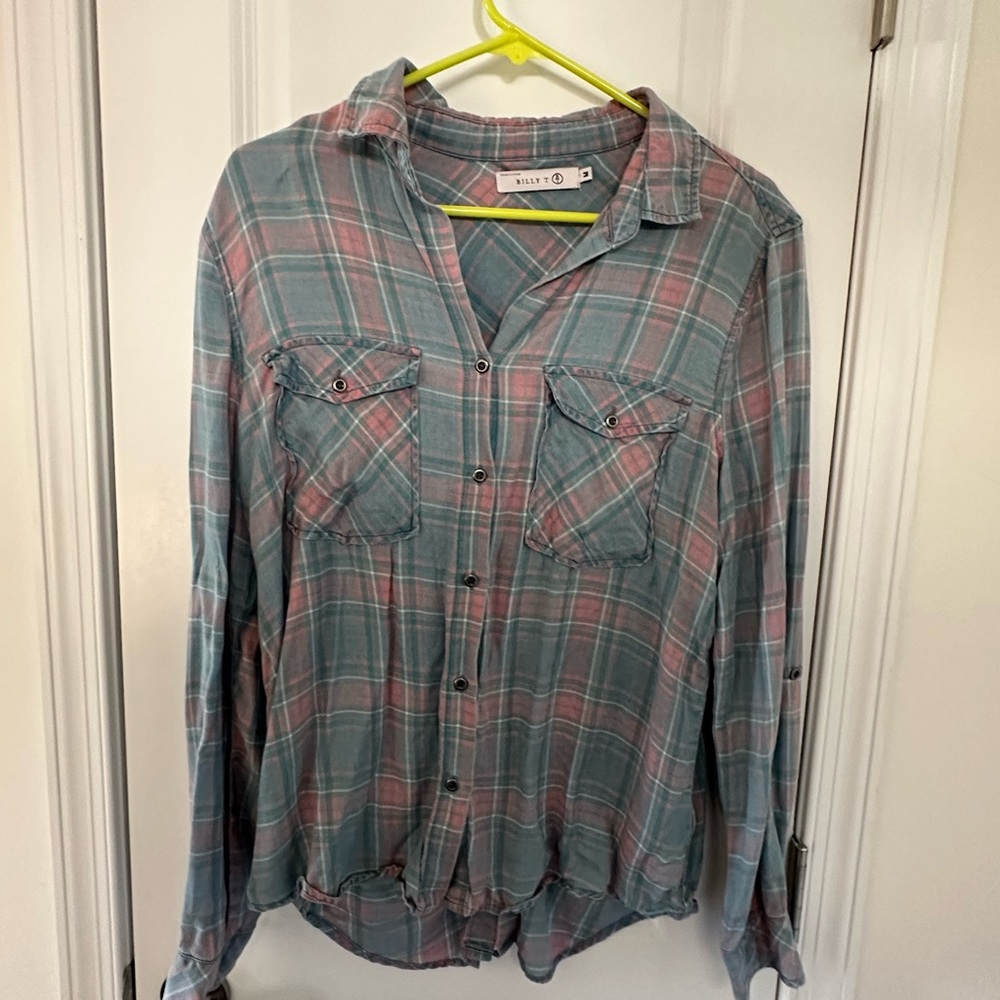 Billy T Arsenia Relaxed Laced Back Button Down Top - Indigo - Size M